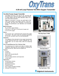 Thumbnail of document Data Sheet - OxyTrans Oxygen Transmitter